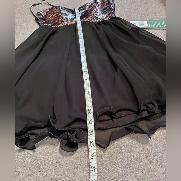 (NWT) Black & Gold Sequin Sweetheart Prom Party Mini Dress - Picture 11 of 11